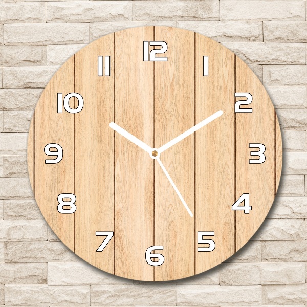 Reloj de cristal redondo Fondo de madera
