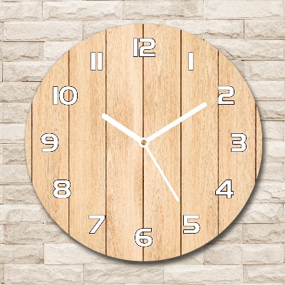 Reloj de cristal redondo Fondo de madera