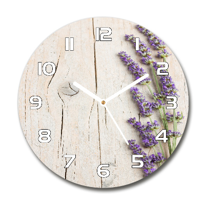 Reloj de pared redondo Lavanda sobre madera