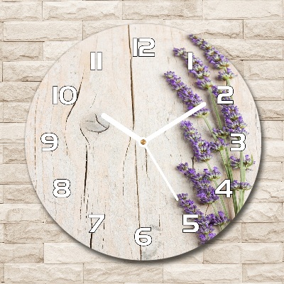 Reloj de pared redondo Lavanda sobre madera