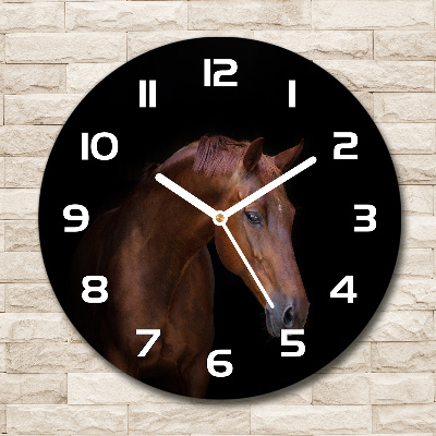 Reloj de pared redondo Caballo marrón