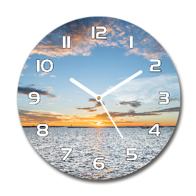 Reloj de pared redondo Crepúsculo junto al mar