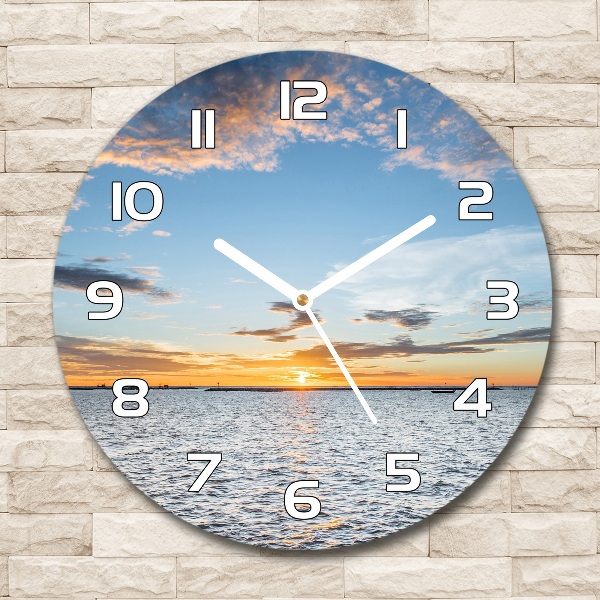 Reloj de pared redondo Crepúsculo junto al mar
