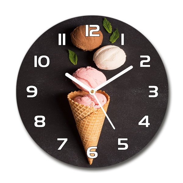 Reloj de cristal redondo Helado en cono de waffle