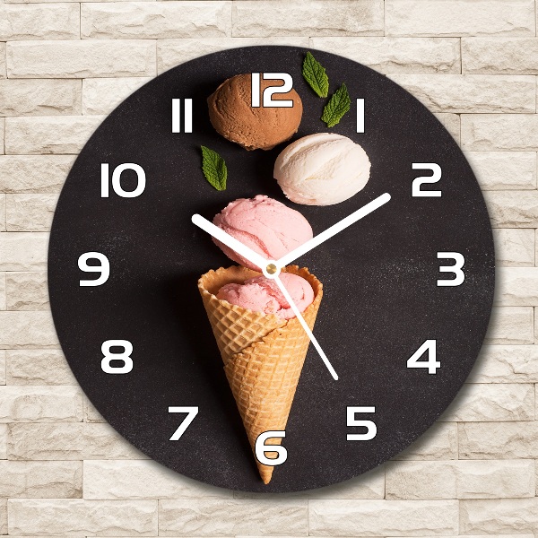 Reloj de cristal redondo Helado en cono de waffle