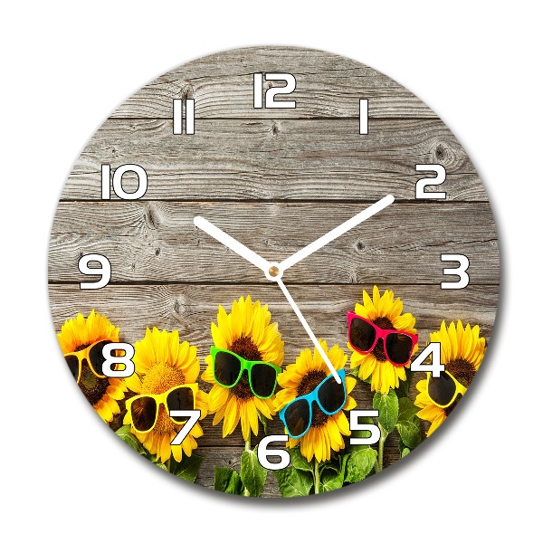 Reloj de cristal redondo Girasoles