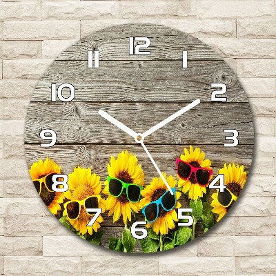 Reloj de cristal redondo Girasoles