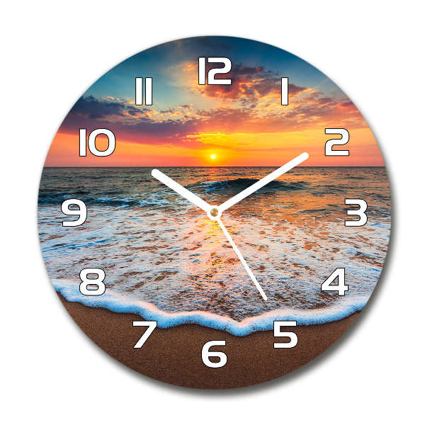 Reloj de cristal redondo Puesta de sol sobre el mar