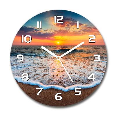 Reloj de cristal redondo Puesta de sol sobre el mar