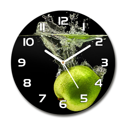 Reloj de cristal redondo Manzanas verdes
