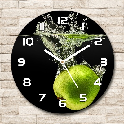 Reloj de cristal redondo Manzanas verdes