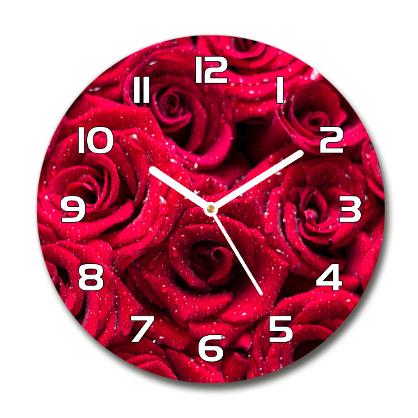 Reloj de pared redondo Gotas sobre rosas