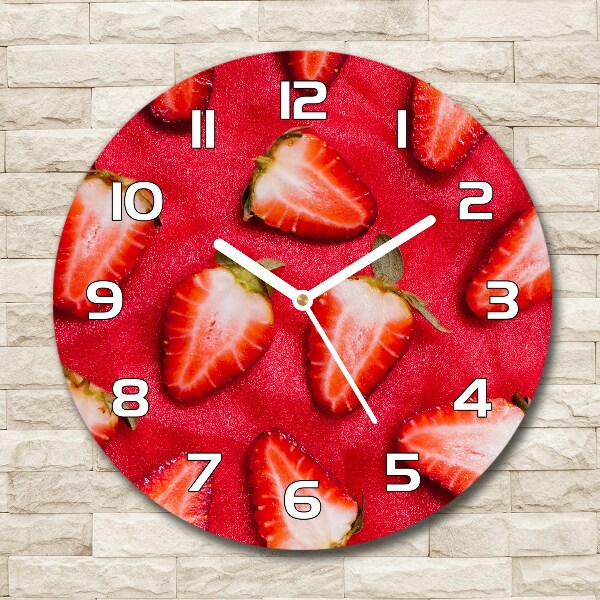 Reloj de cristal redondo Fresas en rodajas