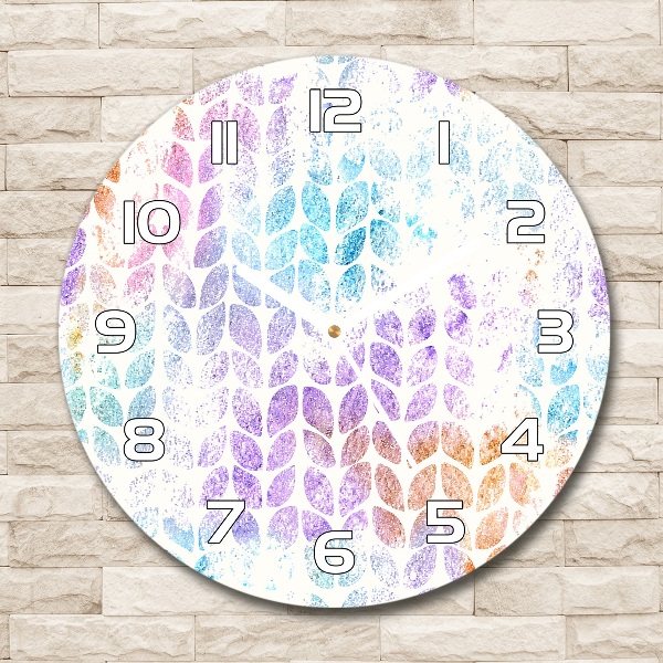 Reloj de cristal redondo Hojas coloridas