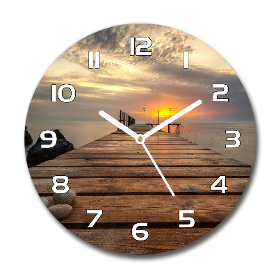 Reloj redondo pared Muelle de madera