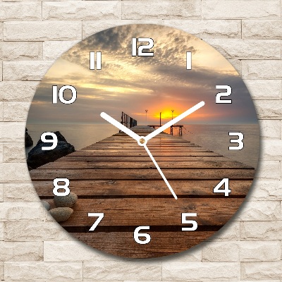 Reloj redondo pared Muelle de madera