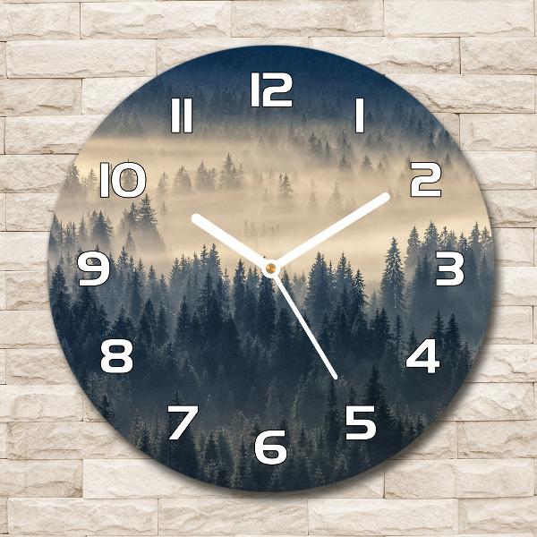 Reloj de cristal redondo Niebla sobre el bosque