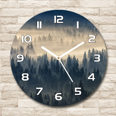 Reloj de cristal redondo Niebla sobre el bosque