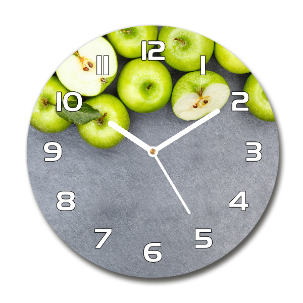 Reloj de cristal redondo Manzanas verdes