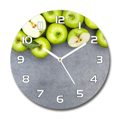 Reloj de cristal redondo Manzanas verdes