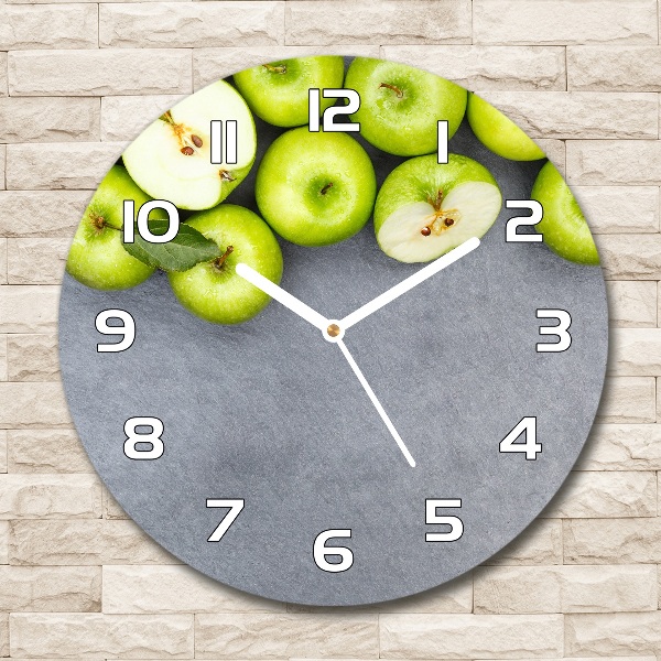 Reloj de cristal redondo Manzanas verdes
