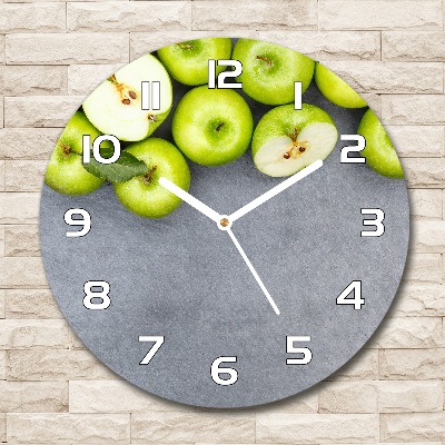 Reloj de cristal redondo Manzanas verdes
