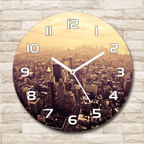 Reloj de cristal redondo Manhattan Nueva York