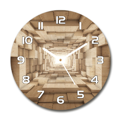 Reloj de cristal redondo Túnel de madera