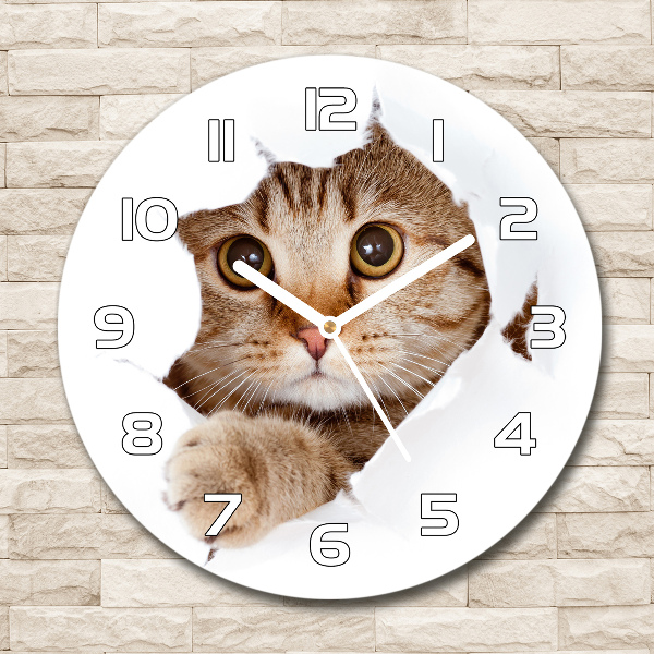 Reloj de cristal redondo Gato