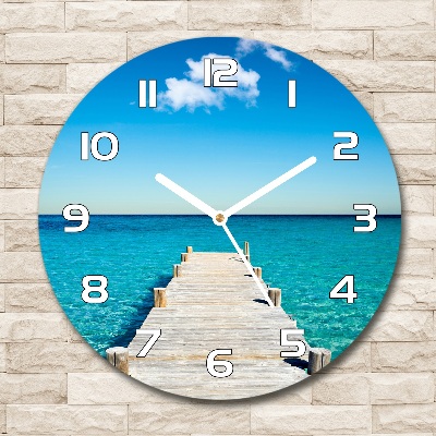 Reloj redondo pared Muelle de madera