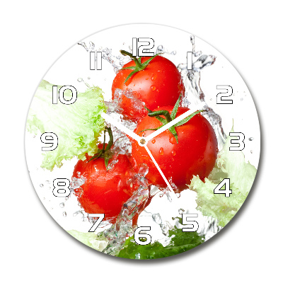 Reloj de cristal redondo Tomates y lechuga