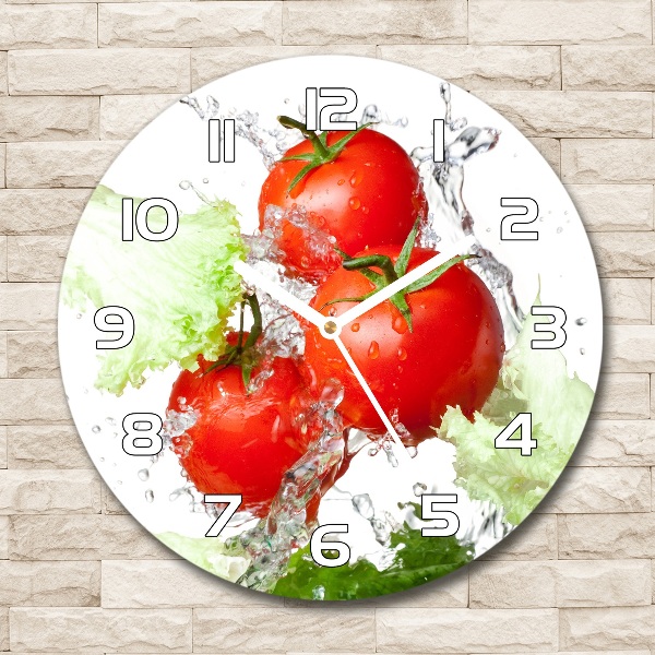 Reloj de cristal redondo Tomates y lechuga