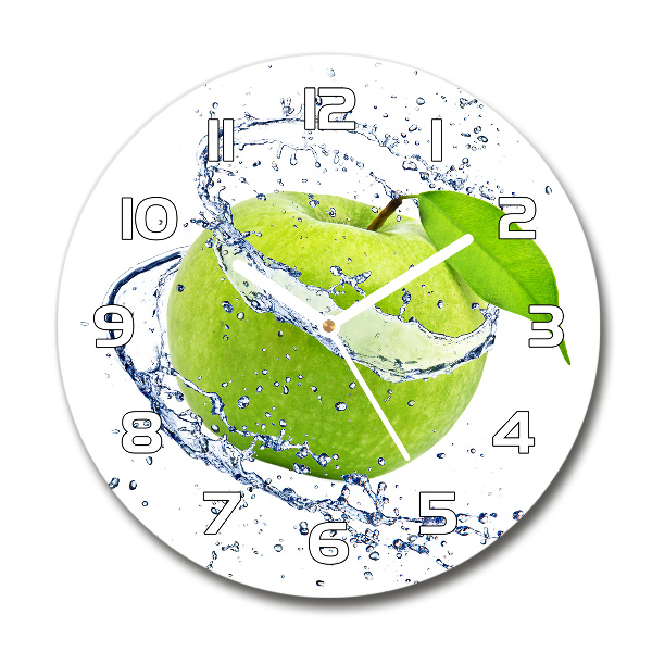 Reloj de cristal redondo Manzana verde