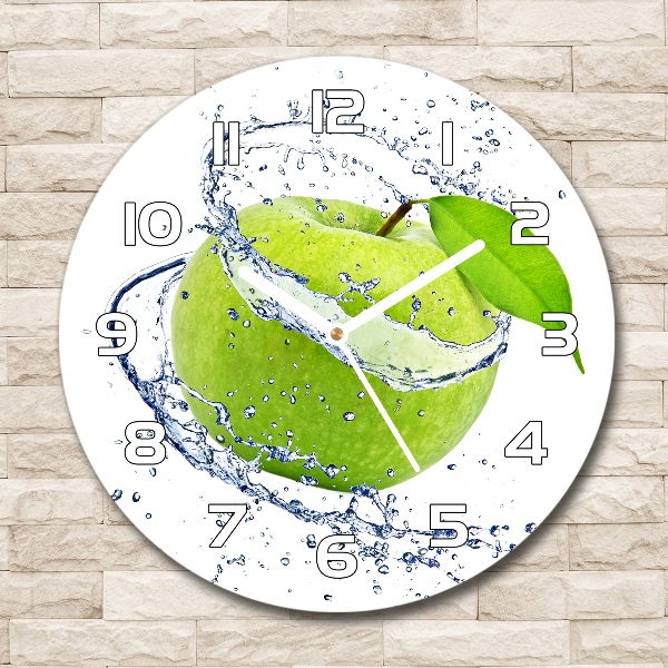 Reloj de cristal redondo Manzana verde