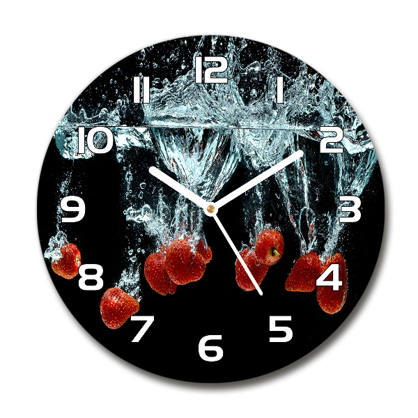 Reloj de cristal redondo Fresas bajo el agua
