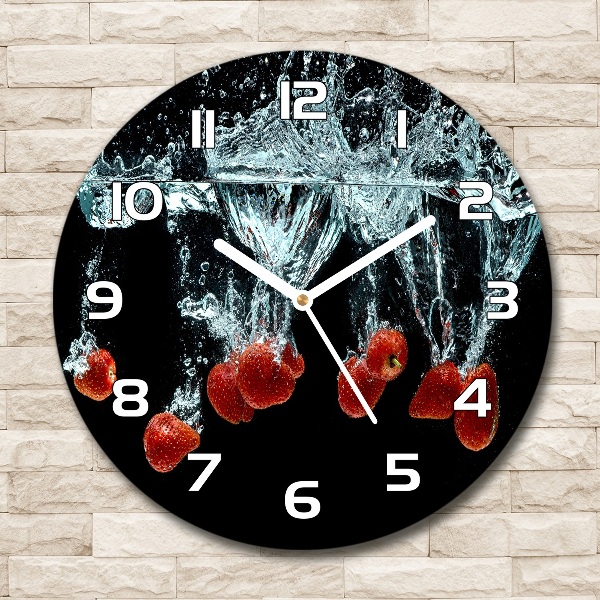 Reloj de cristal redondo Fresas bajo el agua