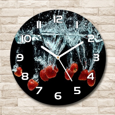 Reloj de cristal redondo Fresas bajo el agua