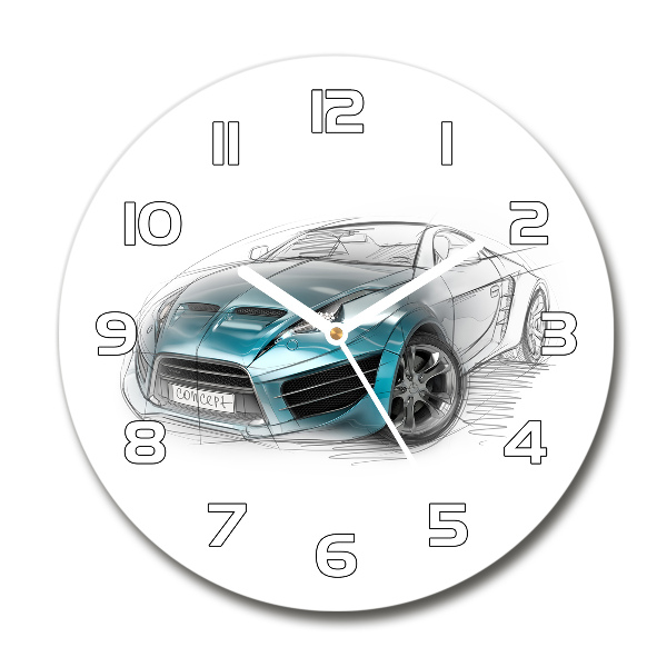 Reloj de cristal redondo Boceto de un coche
