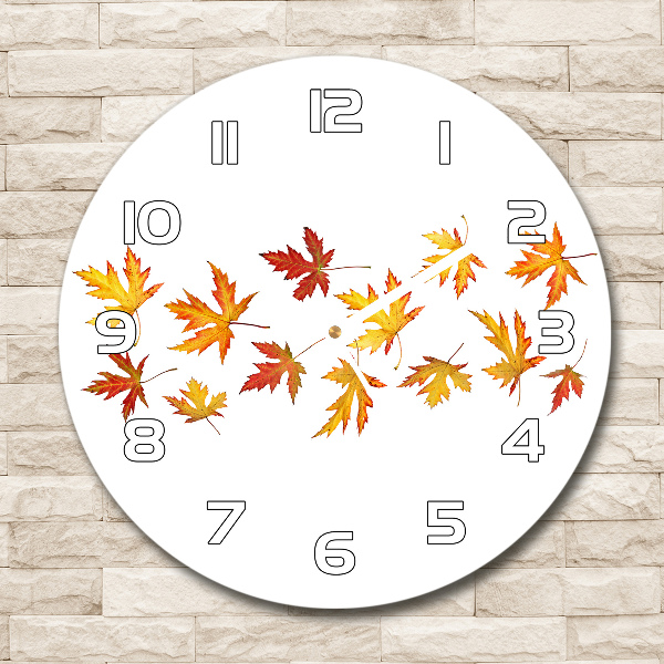 Reloj de cristal redondo Hojas de otoño