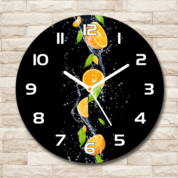 Reloj de pared redondo Naranjas y agua