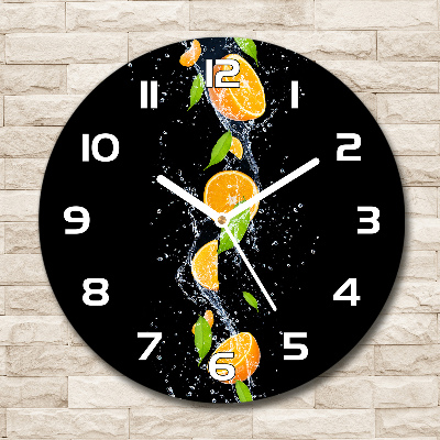 Reloj de pared redondo Naranjas y agua