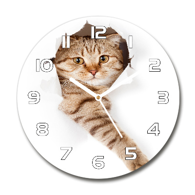 Reloj de cristal redondo Gato