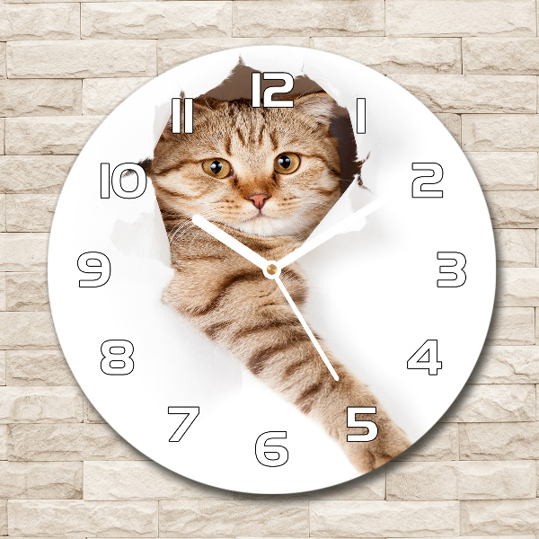 Reloj de cristal redondo Gato