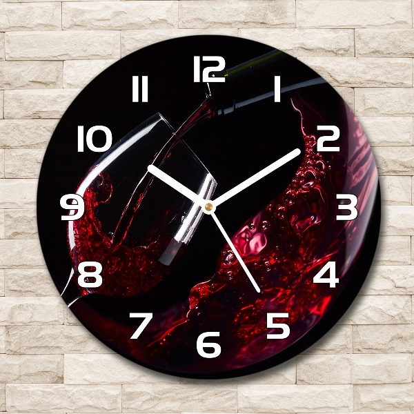 Reloj de cristal redondo Vino tinto