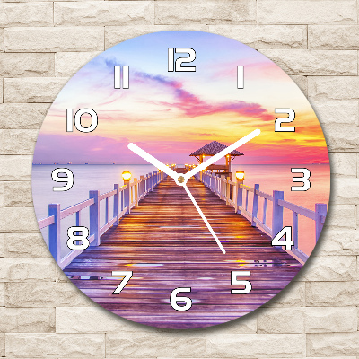 Reloj de pared redondo Muelle de madera