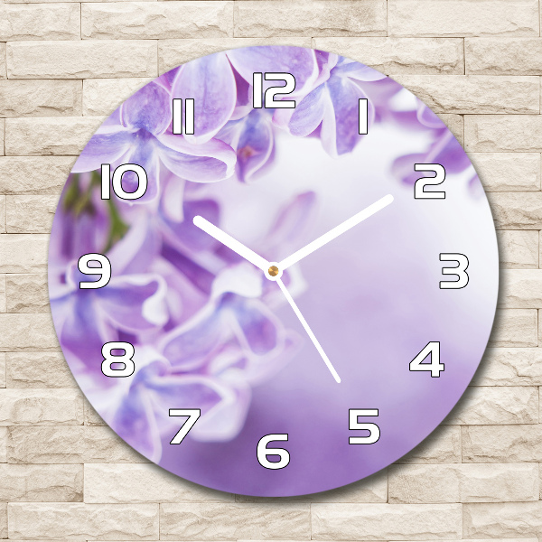 Reloj de cristal redondo Flores lilas