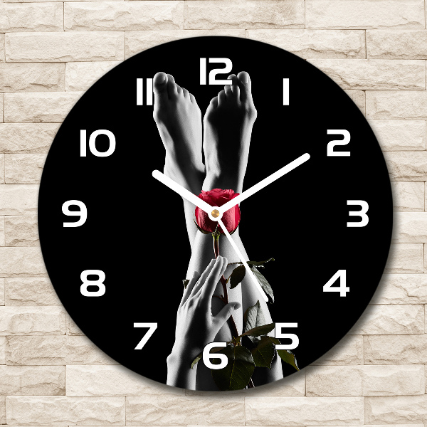 Reloj de pared redondo Rosa y pies