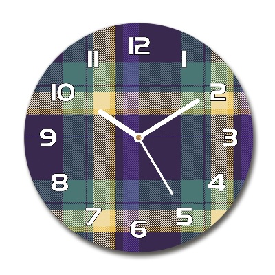 Zegar szklany okrągły Krata tekstura