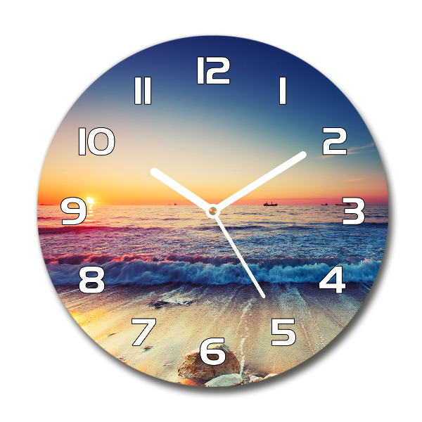 Reloj de cristal redondo Amanecer en el mar