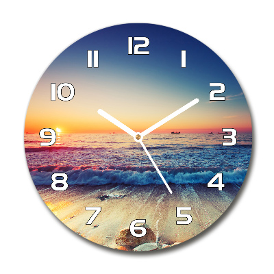 Reloj de cristal redondo Amanecer en el mar